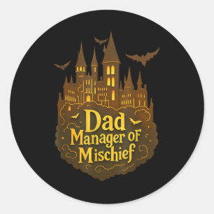 Sticker Rond Papa Directeur de la Mischief Drôle Papa Sorcier H