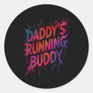 Sticker Rond Papa drôle compagnon de course papa semi-marathon