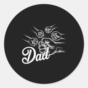 Sticker Rond Papa drôle de quatre enfants en bas âge Fête des p
