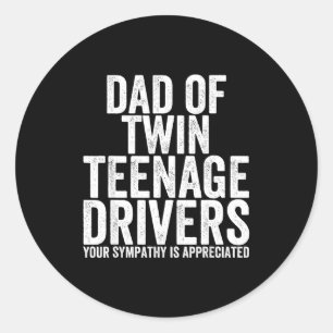 Sticker Rond Papa Drôle et Stressé de Conducteurs Adolescents J