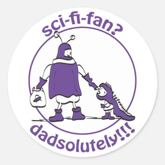 Sticker Rond Papa du fan de science-fiction (Devant)