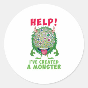 Sticker Rond Papa du garçon d'anniversaire Help Ive Created Mon