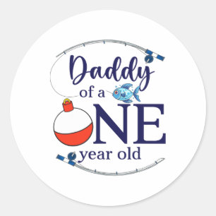 Sticker Rond Papa du grand garçon de pêche premier anniversaire