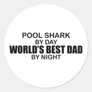 Sticker Rond Papa du monde de requin de piscine le meilleur par