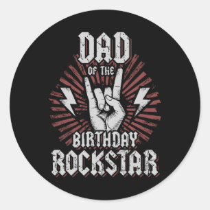 Sticker Rond Papa du rockstar d'anniversaire Rockeur assorti Ro