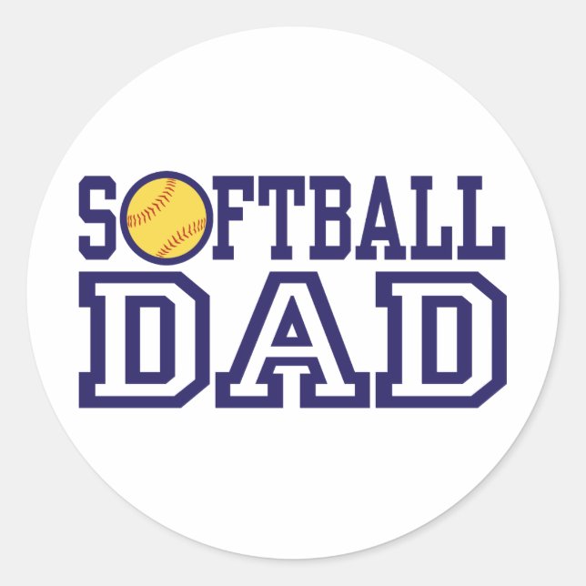 Sticker Rond Papa du softball (Devant)