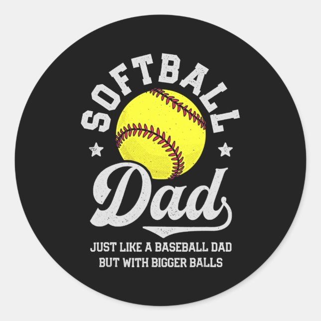 Sticker Rond Papa Du Softball Aime Le Basball Mais Avec Des Bal (Devant)
