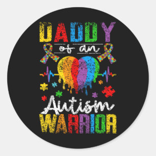 Sticker Rond Papa D'Un Guerrier Autiste Soutien Autistes Autist