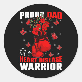 Sticker Rond Papa D'Un Guerrier Du Coeur Boîte De Sensibilisati