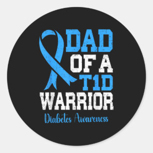 Sticker Rond Papa D'Un Guerrier T1D Sensibilisation au diabète