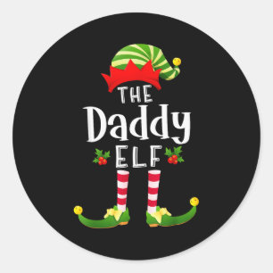 Sticker Rond Papa Elfe de Noël Pyjama assorti X-mas Party