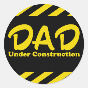 Sticker Rond Papa en construction