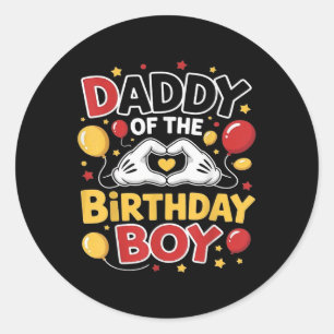 Sticker Rond Papa Et Maman Papa, Papa Du Garçon D'Anniversaire