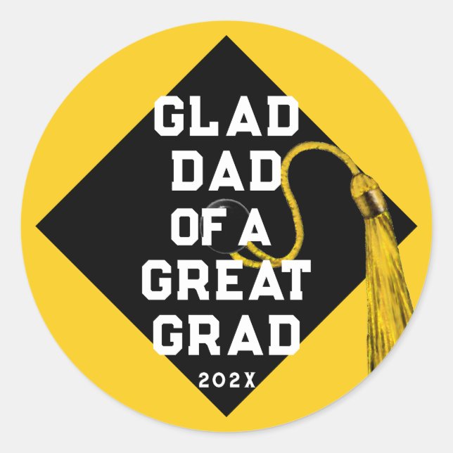 Sticker Rond Papa Fier de Diplôme (Devant)