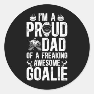 Sticker Rond Papa Fier D'un Gardien De But De Hockey Papa De Ga