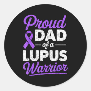 Sticker Rond Papa fier d'un guerrier du lupus militant de la se