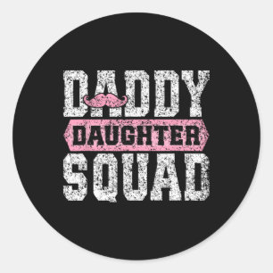 Sticker Rond Papa Fille Escouade Correspondant Papa Filles Père