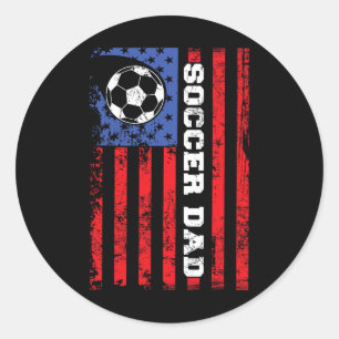 Sticker Rond Papa foot Usa Drapeau Fête des pères américain 