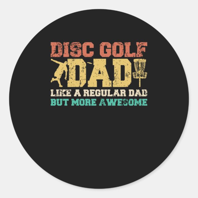 Sticker Rond Papa Gift Idea Fête des pères Disque Golf Papa Ret (Devant)