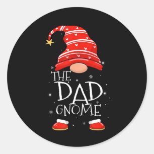 Sticker Rond Papa Gnome Buffalo Plaid Correspondant Famille Noë
