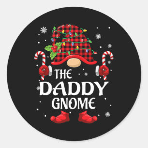 Sticker Rond Papa Gnome Pyjamas De Noël Assortis Pour La Famill