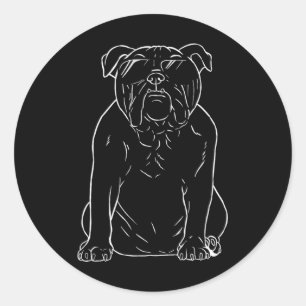 Sticker Rond Papa Grafic Chien de taureau avec Sungles Chien de