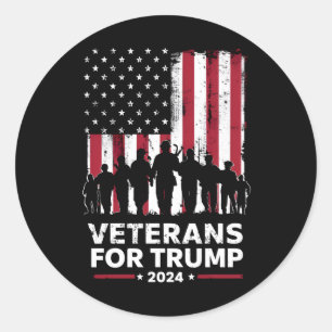 Sticker Rond Papa Grand-père Vétérans Pour Trump 2024 Drapeau A