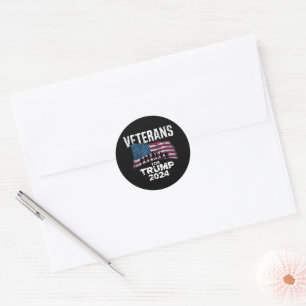 Sticker Rond Papa Grand-père Vétérans Pour Trump 2024 Drapeau A