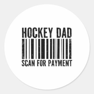 Sticker Rond Papa hockey scanne pour le paiement Papa drôle hoc
