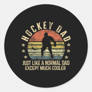 Sticker Rond Papa hockey tout comme un papa normal sauf beaucou