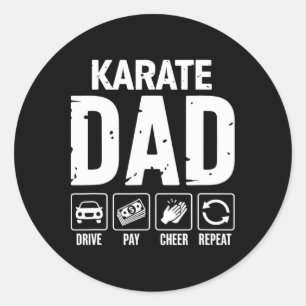 Sticker Rond Papa Karaté Conduire Payer Acclamer Papa D'un Comb