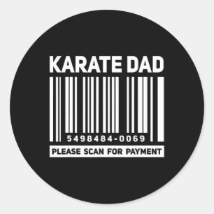 Sticker Rond Papa Karaté Scannez Pour Paiement Drôle Rcode Père