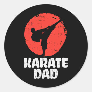 Sticker Rond Papa Karatéka Combattant Art Martial Japonais Fête