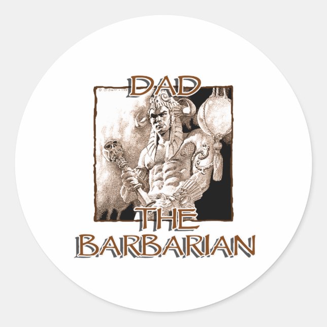 Sticker Rond Papa le chevalier barbare (Devant)