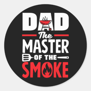 Sticker Rond Papa Le Maître De La Fête des pères Fumée Bbq
