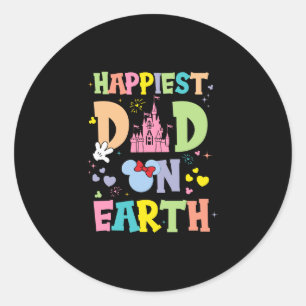 Sticker Rond Papa le plus heureux sur Terre Drôle Papa Happy Fê
