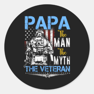 Sticker Rond Papa l'homme mythe vétéran militaire - fête des pè
