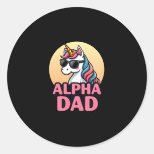 Sticker Rond Papa Licorne Drôle Laufey Hommes Fête des Pères No