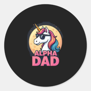 Sticker Rond Papa licorne drôle Laufey hommes Fête des pères No