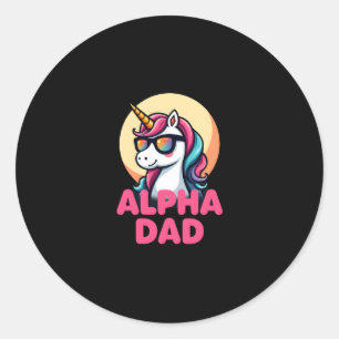 Sticker Rond Papa Licorne Drôle Laufey Hommes Fête des Pères No