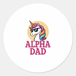 Sticker Rond Papa licorne drôle Laufey hommes Fête des pères No