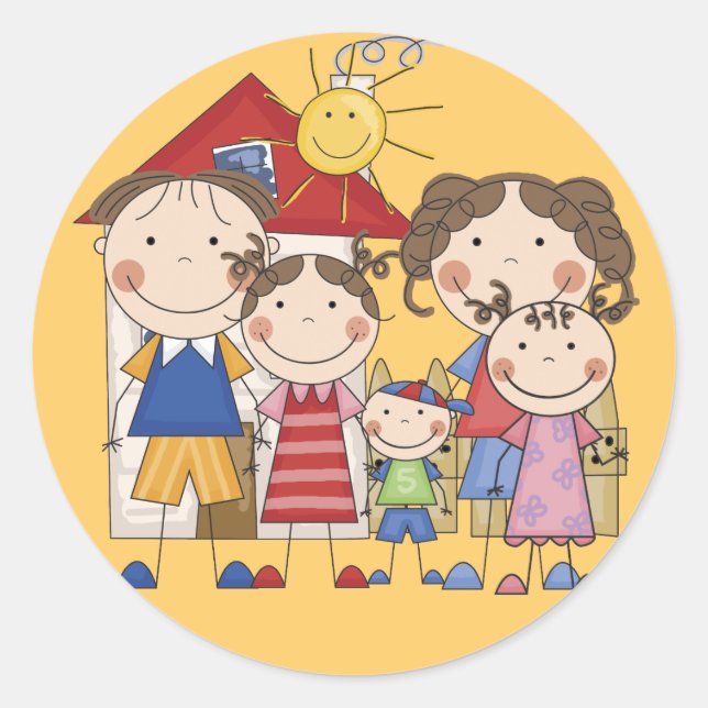 Sticker Rond Papa, Maman, Big Sis, Middle Sis, Little Brother (Devant)