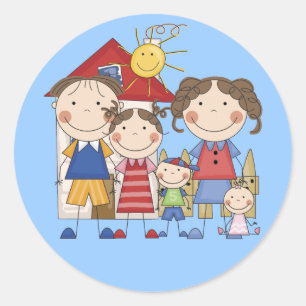 Sticker Rond Papa, Maman, Grande Sœur, Frère Moyen, Petite Soeu