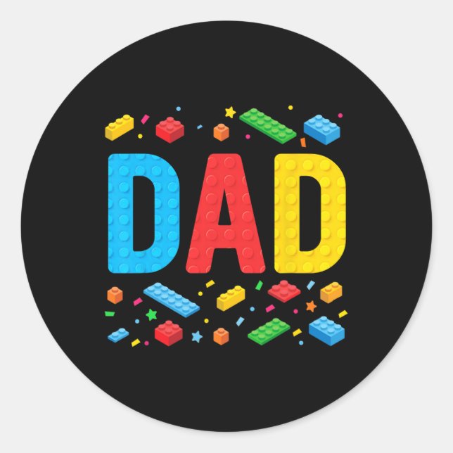 Sticker Rond Papa Master Builder Blocs de briques Blocs Famille (Devant)