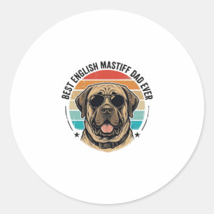 Sticker Rond Papa Mastiff Anglais Vintage Chien Coucher De Sole