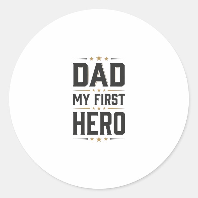 Sticker Rond Papa Mon Premier Héros Conception de T-shirt Typog (Devant)