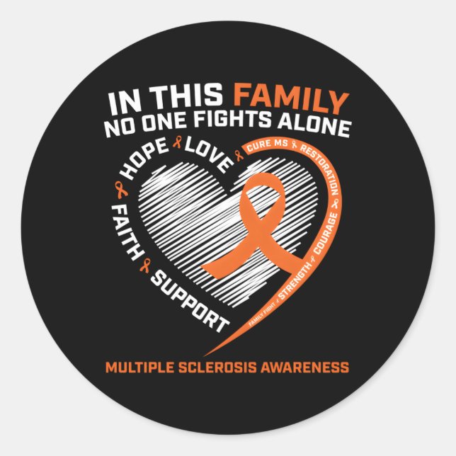 Sticker Rond Papa Ms Multiple Sclerosis Maman Ms Sensibilisatio (Devant)