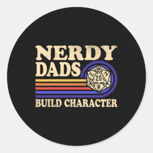 Sticker Rond Papa nerd jeu de rôle jeu D20 jeux de société drôl