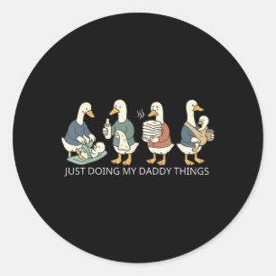 Sticker Rond Papa Oie Drôle Nouveau Papa de Bébé