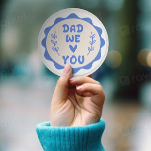 Sticker Rond Papa, on t'aime  Cadeau mignon pour la fête des pè